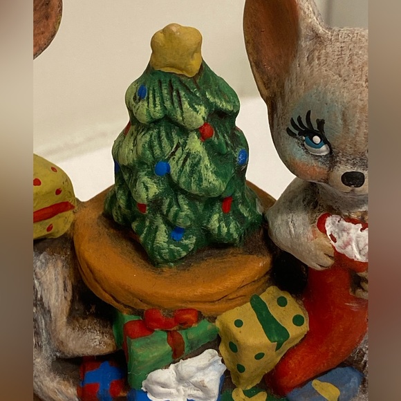 MCM Vintage Mouse  Mice Couple at Christmas Holiday Figurine hand painted - Picture 3 of 16